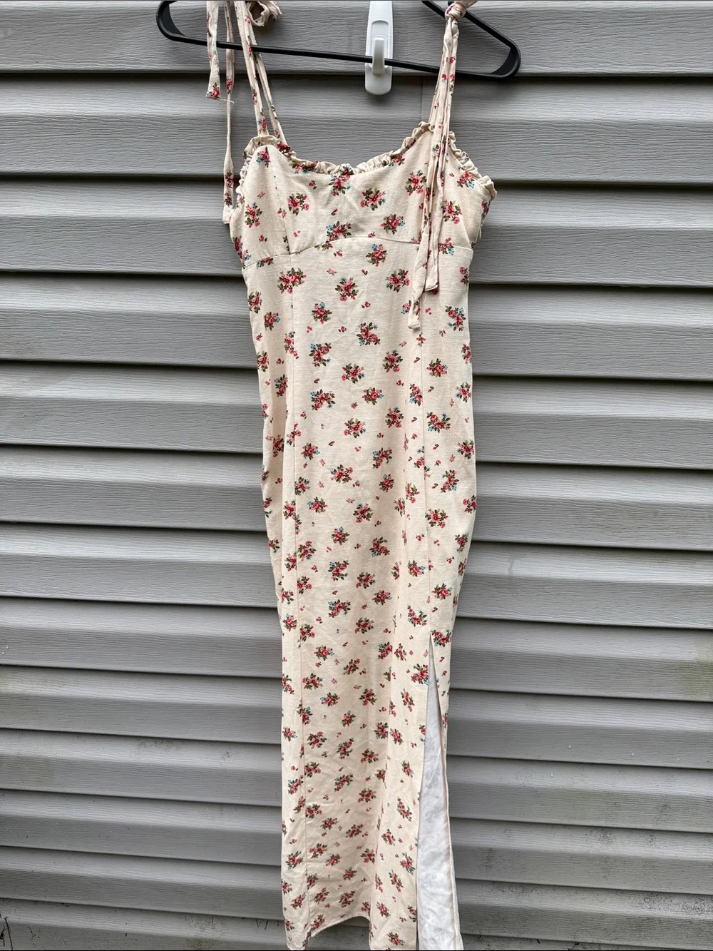 Zara | Linen Blend Cottage Core Ruffle Maxi Dress Floral size XS